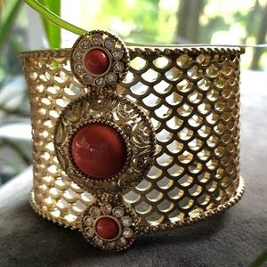 LIA SOPHIA Wide gold cuff bracelet